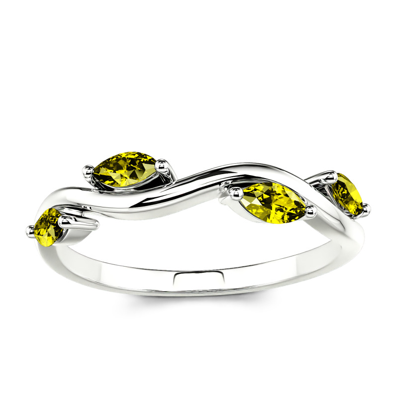 Jeulia "Branch & Leaves" 10K/14K/18K Gold Platinum Marquise Cut Band