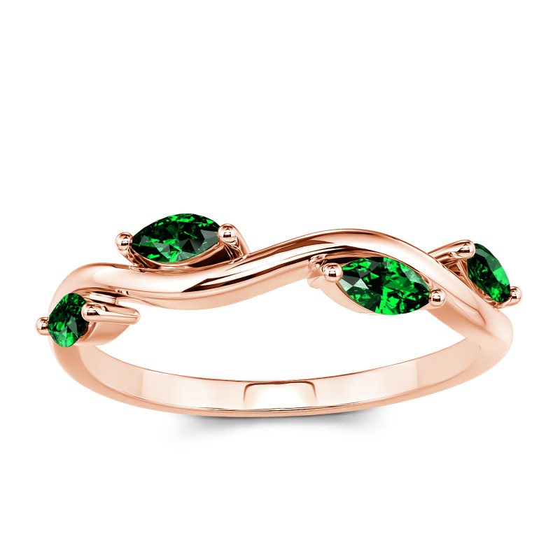 Emerald Four Stone Leaves Promise Ring