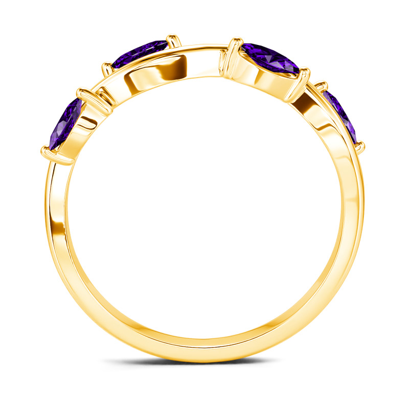 Jeulia "Branch & Leaves" 10K/14K/18K Gold Platinum Marquise Cut Band
