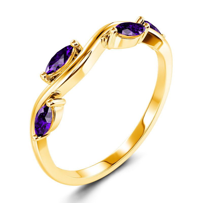 Jeulia "Branch & Leaves" 10K/14K/18K Gold Platinum Marquise Cut Band
