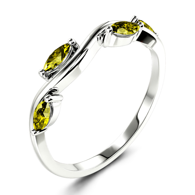 Jeulia "Branch & Leaves" 10K/14K/18K Gold Platinum Marquise Cut Band