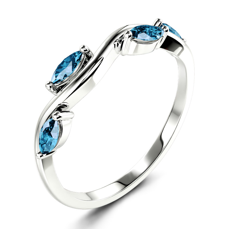 Jeulia 10K/14K/18K Or Platine Moissanite Branche et Feuilles Coupe Marquise Bague