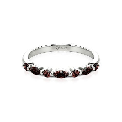 Jeulia Alternating Round & Marquise Cut Sterling Silver Band