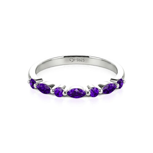 Jeulia Alternating Round & Marquise Cut Sterling Silver Band