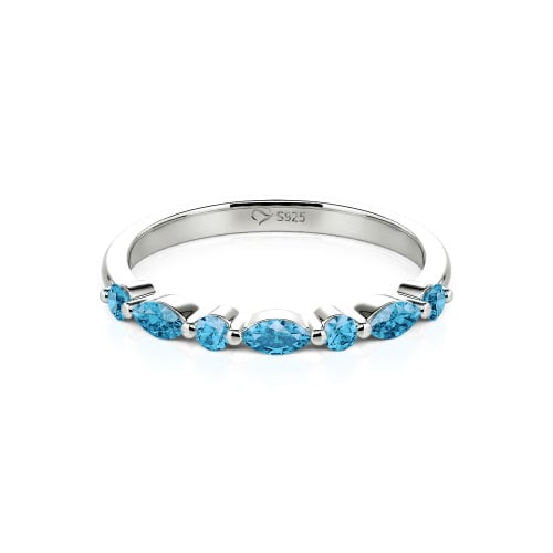 Jeulia Alternating Round & Marquise Cut Sterling Silver Band