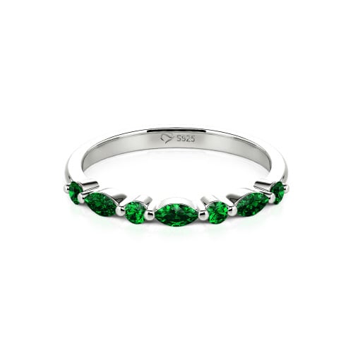 Jeulia Alternating Round & Marquise Cut Sterling Silver Band