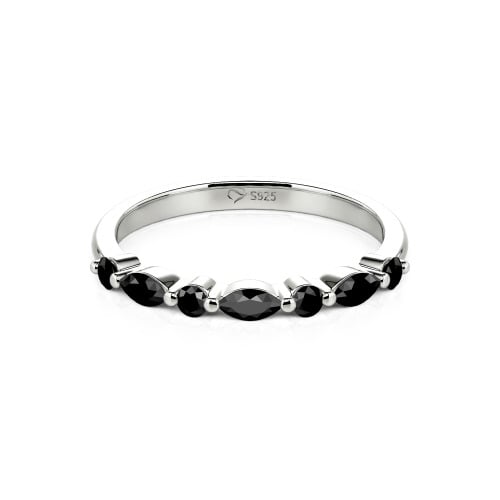 Jeulia Alternating Round & Marquise Cut Sterling Silver Band