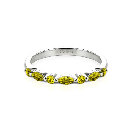 Jeulia Alternating Round & Marquise Cut Sterling Silver Band