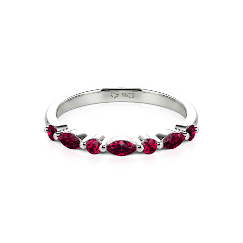 Jeulia Alternating Round & Marquise Cut Sterling Silver Band