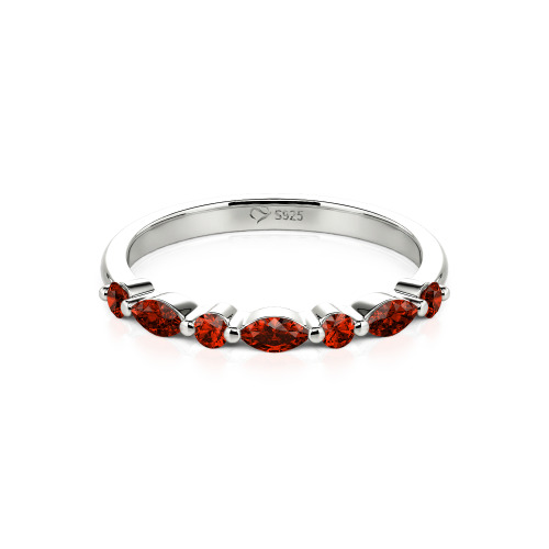 Jeulia Alternating Round & Marquise Cut Sterling Silver Band