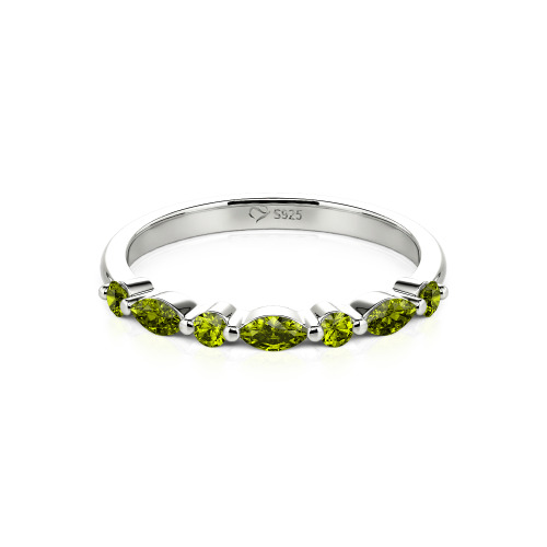Jeulia Alternating Round & Marquise Cut Sterling Silver Band