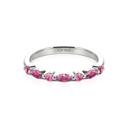 Jeulia Alternating Round & Marquise Cut Sterling Silver Band