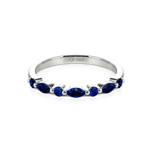 Jeulia Alternating Round & Marquise Cut Sterling Silver Band