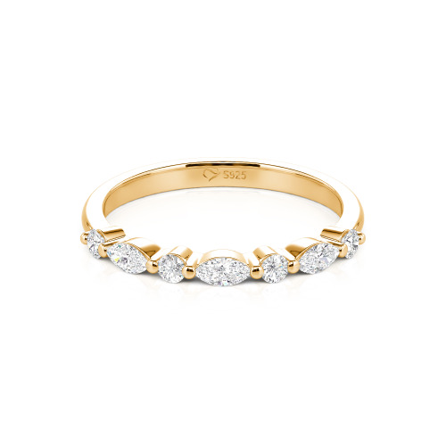 Jeulia Alternating Round & Marquise Cut Sterling Silver Band
