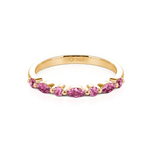 Jeulia Alternating Round & Marquise Cut Sterling Silver Band