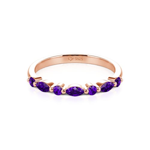Jeulia Alternating Round & Marquise Cut Sterling Silver Band