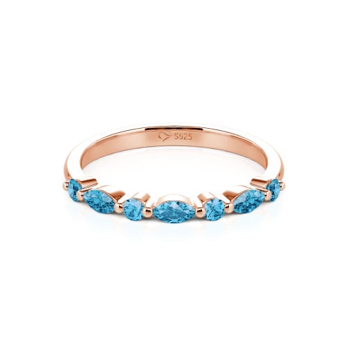 Jeulia Alternating Round & Marquise Cut Sterling Silver Band