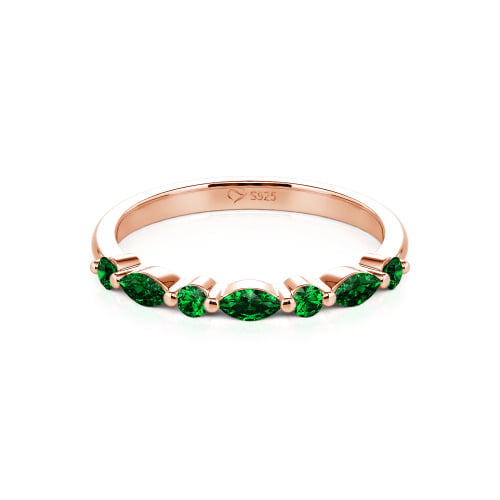 Jeulia Alternating Round & Marquise Cut Sterling Silver Band