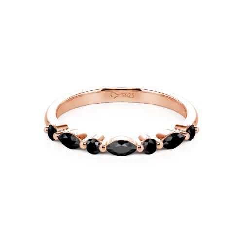 Jeulia Alternating Round & Marquise Cut Sterling Silver Band