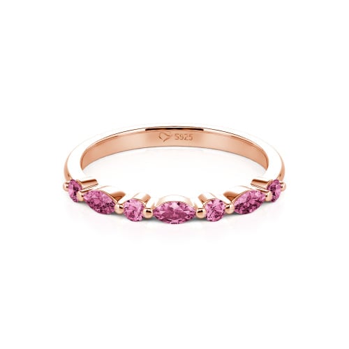 Jeulia Alternating Round & Marquise Cut Sterling Silver Band