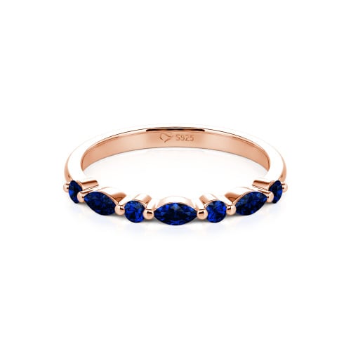 Jeulia Alternating Round & Marquise Cut Sterling Silver Band