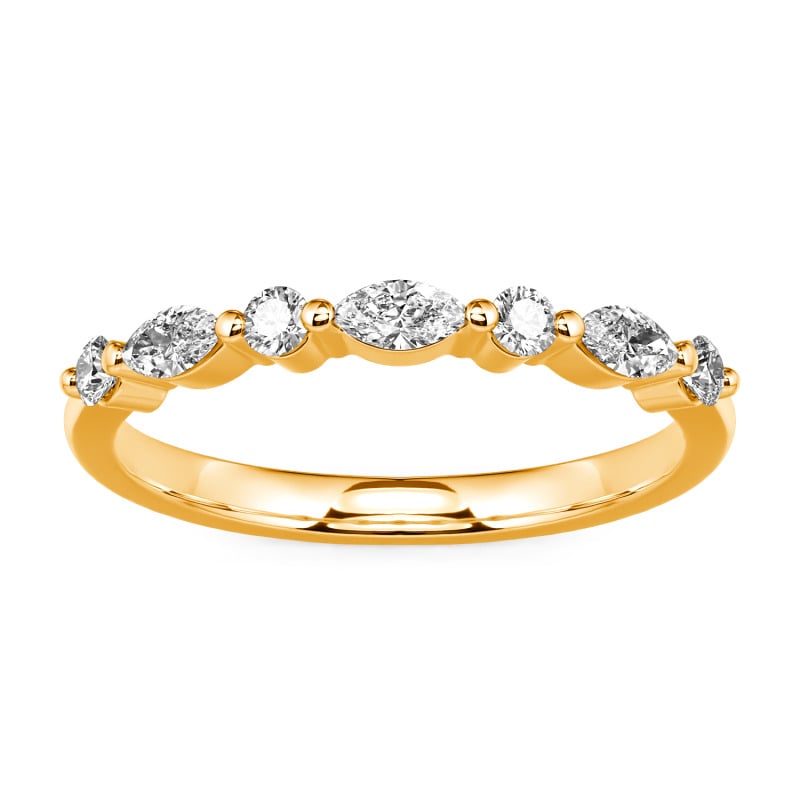 Jeulia Alternating Round & Marquise Cut Sterling Silver Band