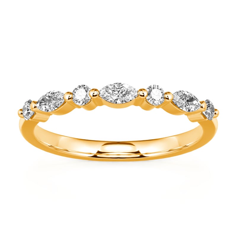 Jeulia Alternating Round & Marquise Cut Sterling Silver Band