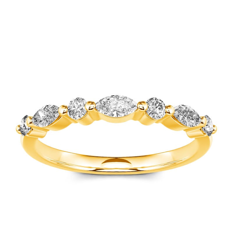 Jeulia 10K/14K/18K Gold Platinum Alternating Round & Marquise Cut Band