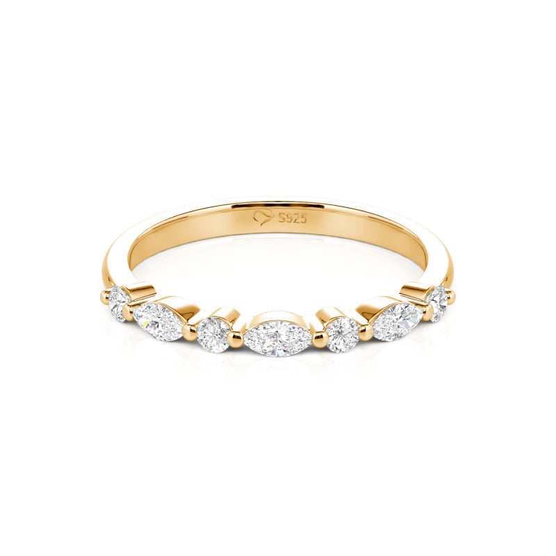 Jeulia 10K/14K/18K Gold Platinum Alternating Round & Marquise Cut Band