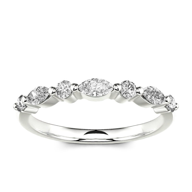 Jeulia Churumbela 10K/14K/18K oro alternando de corte redonda y marquesa