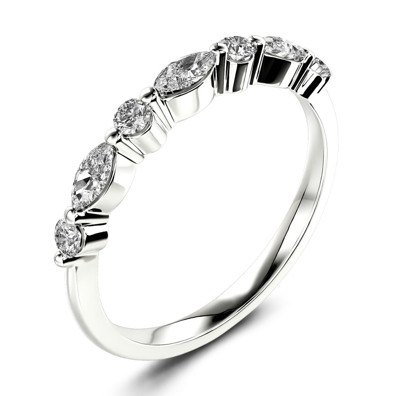 Jeulia Churumbela 10K/14K/18K oro alternando de corte redonda y marquesa