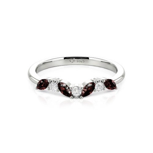 Jeulia "Never Withering Petals" Sterling Silver Women's Band