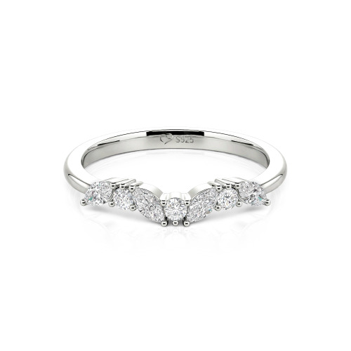 Jeulia "Never Withering Petals" Sterling Silver Women's Band