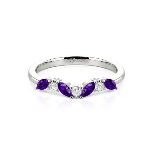 Jeulia "Never Withering Petals" Sterling Silver Women's Band