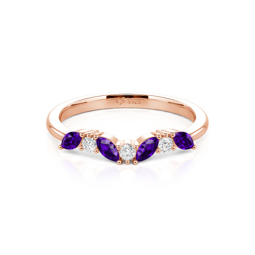 Jeulia "Never Withering Petals" Sterling Silver Women's Band