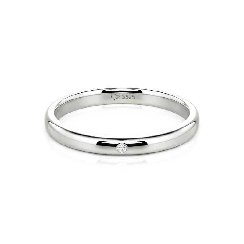 Jeulia Round Cut Sterling Silver Classic Band