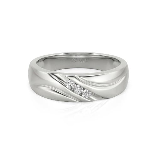 Jeulia Round Cut Three Stone Sterling Silver Men's Band