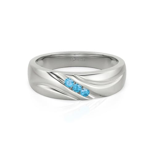 Jeulia Round Cut Three Stone Sterling Silver Men's Band