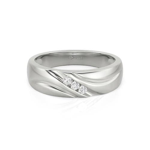 Jeulia Round Cut Three Stone Sterling Silver Men's Band
