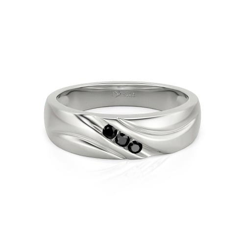 Jeulia Round Cut Three Stone Sterling Silver Men's Band