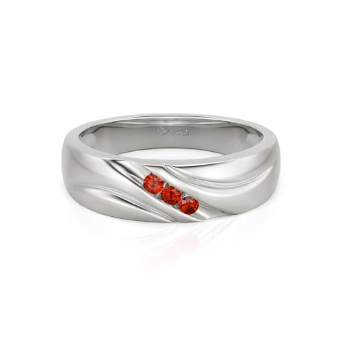 Jeulia Round Cut Three Stone Sterling Silver Men's Band