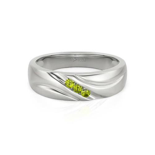 Jeulia Round Cut Three Stone Sterling Silver Men's Band