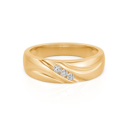 Jeulia Round Cut Three Stone Sterling Silver Men's Band