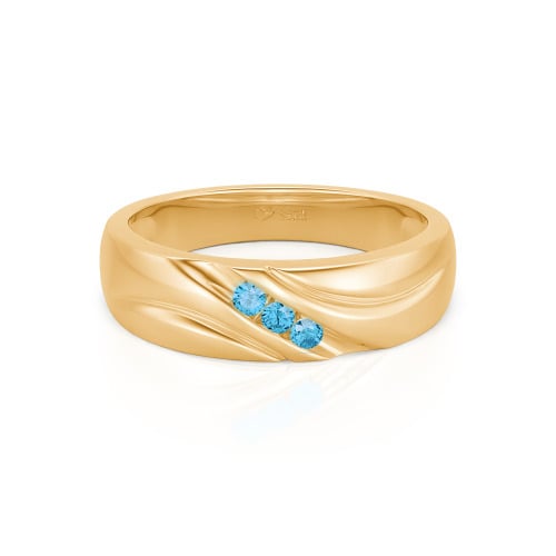 Jeulia Round Cut Three Stone Sterling Silver Men's Band