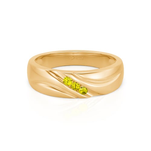 Jeulia Round Cut Three Stone Sterling Silver Men's Band