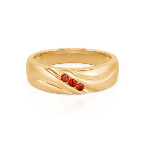 Jeulia Round Cut Three Stone Sterling Silver Men's Band