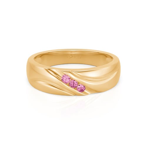 Jeulia Round Cut Three Stone Sterling Silver Men's Band