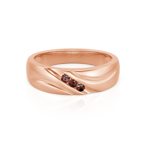 Jeulia Round Cut Three Stone Sterling Silver Men's Band