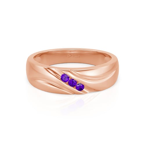 Jeulia Round Cut Three Stone Sterling Silver Men's Band