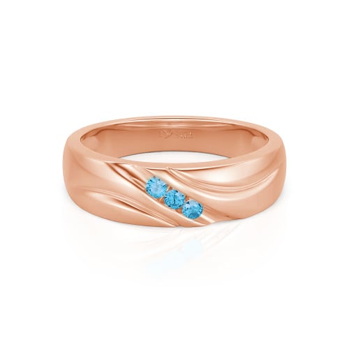 Jeulia Round Cut Three Stone Sterling Silver Men's Band
